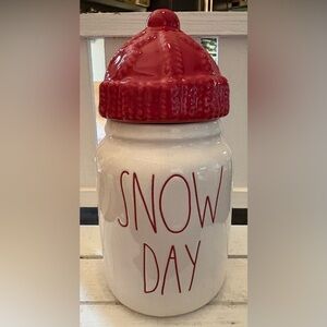 Rae Dunn Red and White Snow Day Baby Canister